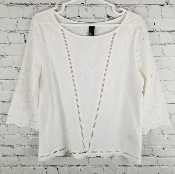 GAP | floral embroidered 3/4 sleeve blouse